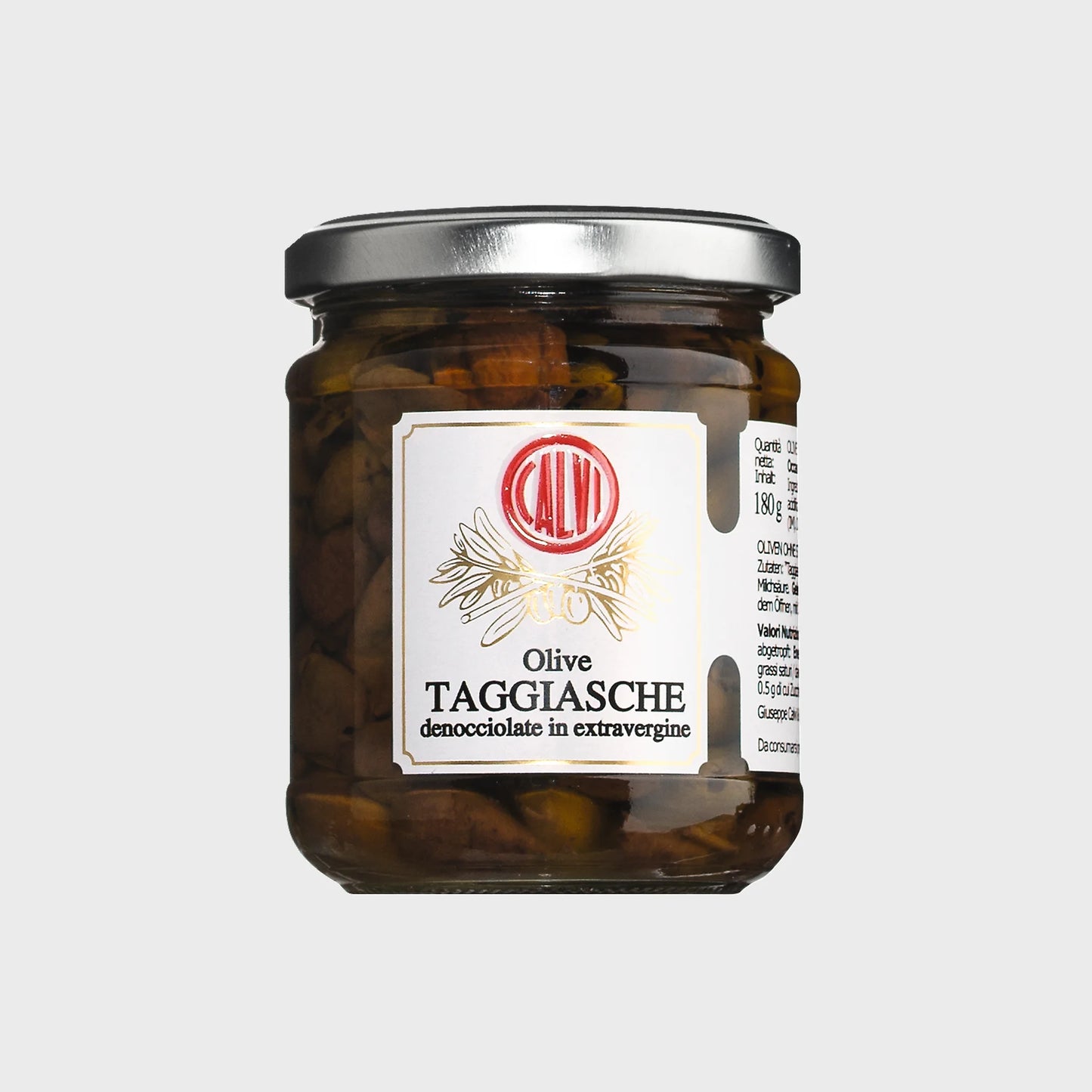Taggiasca Oliven in nativem Olivenöl extra, ohne Stein, 180 g